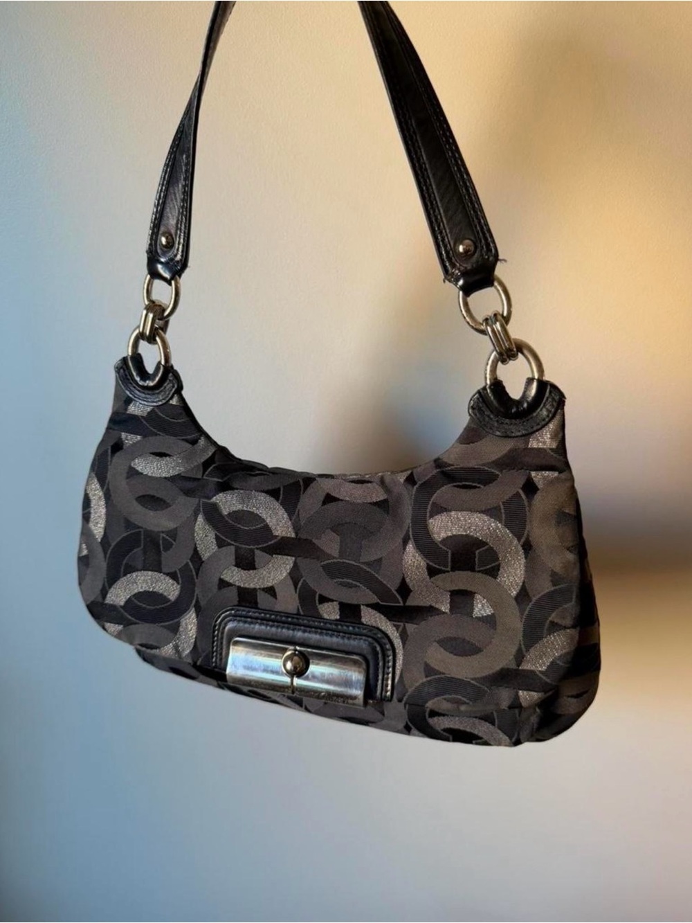 y2k coach shimmery clasp shoulder bag